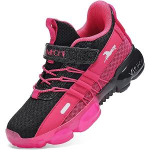 imageJMFCHI Boys Girls Kids Sneakers Knitted Mesh Sports Shoes Breathable Lightweight Running Shoes for Kids Fashion Athletic Casual ShoesBlackPink8100