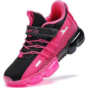 imageJMFCHI Boys Girls Kids Sneakers Knitted Mesh Sports Shoes Breathable Lightweight Running Shoes for Kids Fashion Athletic Casual ShoesBlackPink8100