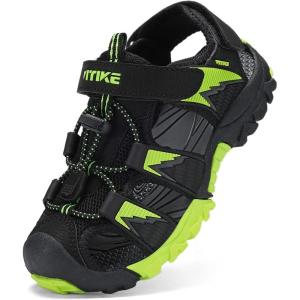 image:imageJMFCHI Boys Girls Sports Sandals Summer Kids Closed Toe Outdoor Sandals Athletic Water Shoes Sandals Child Pool Beach Sandals Quick Drying Slip Resistant8009blackGreen