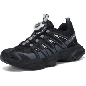 image:imageJMFCHI Kids Wide Toe Box Sneakers Boys Girls Breathable Lightweight Athletic Trail Running Shoes for Toddler Little Kid Big KidBlackGrey8185q