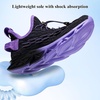 image:imageJMFCHI Boys Girls Kids Sneakers Knitted Mesh Sports Shoes Breathable Lightweight Running Shoes for Kids Fashion Athletic Casual ShoesBlackPurple8108