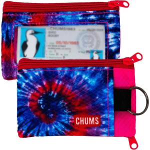 imageChums Surfshorts Wallet  Lightweight Slim Wallet with RFID Blocking Card ampamp Clear ID Window  Zippered Water Resistant wKey Ring  Tie DyeRedBlue Swirl