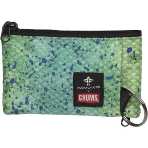 imageChums Surfshorts Wallet  Lightweight Zippered Minimalist Wallet with Clear ID Window  Water Resistant with Key RingAqua Flauge Green Dorado