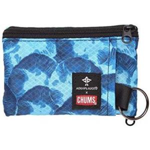 imageChums Surfshorts Wallet  Lightweight Zippered Minimalist Wallet with Clear ID Window  Water Resistant with Key RingAqua Flauge Night Jellyfish