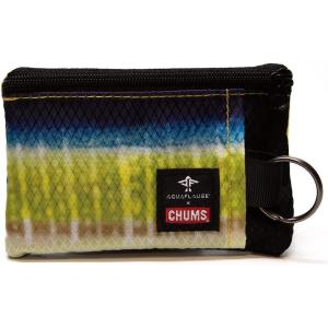 imageChums Surfshorts Wallet  Lightweight Zippered Minimalist Wallet with Clear ID Window  Water Resistant with Key RingAque Flauge Yellowfin