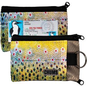 imageChums Surfshorts Wallet  Lightweight Zippered Minimalist Wallet with Clear ID Window  Water Resistant with Key RingBrown Trout