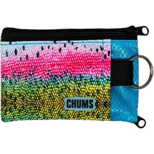 imageChums Surfshorts Wallet  Lightweight Zippered Minimalist Wallet with Clear ID Window  Water Resistant with Key RingRainbow Trout