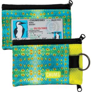 imageChums Surfshorts Wallet  Lightweight Zippered Minimalist Wallet with Clear ID Window  Water Resistant with Key RingSpanish Mackerel