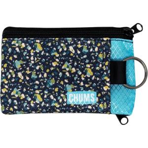 imageChums Surfshorts Wallet  Lightweight Zippered Minimalist Wallet with Clear ID Window  Water Resistant with Key RingTerrazzo
