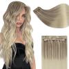 imageFull Shine Clip in Blonde Hair Extensions 3 Pcs Human Hair Extensions Clip ins Ash Blonde Fading to Platinum Blonde Silky Straight Hair Clip in Human Hair Balayage 60 Grams 18 Inch