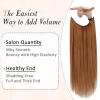 imageFull Shine 14 Inch Transparent Wire Hair Extensions Human Hair with Invisible Miracle Wire Copper Color 70 Gram 100 Remy Human Hair