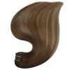 imageFull Shine Brown Hair Extensions Real Human Hair Clip in Brown to Golden Blonde Mix Chestnut Brown Balayage Hair Extensions Clip in Remy Human Hair Extensions for Women 20 Inch 7Pcs 120g