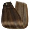 imageFull Shine Brown Hair Extensions Real Human Hair Clip in Brown to Golden Blonde Mix Chestnut Brown Balayage Hair Extensions Clip in Remy Human Hair Extensions for Women 20 Inch 7Pcs 120g