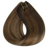 imageFull Shine Brown Hair Extensions Real Human Hair Clip in Brown to Golden Blonde Mix Chestnut Brown Balayage Hair Extensions Clip in Remy Human Hair Extensions for Women 20 Inch 7Pcs 120g