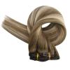 imageFull Shine Clip in Hair Extensions Human Hair 22 Inch Ombre Chestnut Brown to Platinum Blonde Mix Brown Hair Extensions Real Human Hair Clip ins Balayage Long Remy Human Hair Extensions 7pcs 120g