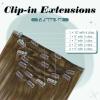 imageFull Shine Clip in Hair Extensions Human Hair 22 Inch Ombre Chestnut Brown to Platinum Blonde Mix Brown Hair Extensions Real Human Hair Clip ins Balayage Long Remy Human Hair Extensions 7pcs 120g