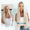 imageFull Shine Clip in Human Hair Extensions Iced Blonde 20 Inch White Blonde Real Human Hair Extensions Clip ins Remy Human Hair 7pcs120g