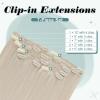 imageFull Shine Clip in Human Hair Extensions Iced Blonde 20 Inch White Blonde Real Human Hair Extensions Clip ins Remy Human Hair 7pcs120g