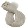 imageFull Shine Clip in Human Hair Extensions Iced Blonde 20 Inch White Blonde Real Human Hair Extensions Clip ins Remy Human Hair 7pcs120g