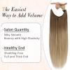 imageFull Shine Human Hair Extensions Wire Hair Ombre Dirty Blonde to Golden Blonde Hairpiece Remy Wire Hair Extensions Straight Invisible Hair Extensions with Transparent Line 80g 20 Inch