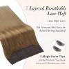 imageFull Shine Human Hair Extensions Wire Hair Ombre Dirty Blonde to Golden Blonde Hairpiece Remy Wire Hair Extensions Straight Invisible Hair Extensions with Transparent Line 80g 20 Inch