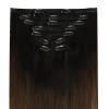 imageFull Shine Ombre Clip in Hair Extensions Remy Human Hair Black to Medium Brown 14inch 7pcs 120g Hair Extensions Clip ins Black Hair Ombre Double Weft Silky Straight for Thin Hair
