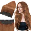 imageFull Shine 14 Inch Transparent Wire Hair Extensions Human Hair with Invisible Miracle Wire Copper Color 70 Gram 100 Remy Human Hair