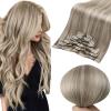 imageFull Shine Clip in Hair Extensions Human Hair Highlights Short Hair Extensions Real Human Hair Clip ins Grey Highlights Platinum Blonde Human Hair Clip in Extensions Remy Hair Extensions 12inch 100g