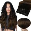 imageFull Shine Ombre Clip in Hair Extensions Remy Human Hair Black to Medium Brown 14inch 7pcs 120g Hair Extensions Clip ins Black Hair Ombre Double Weft Silky Straight for Thin Hair