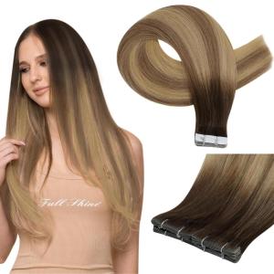 imageFull Shine Ombre Injected Tape in Hair Extensions Human Hair Blonde and Brown Balayage Machine Remy Tape in Virgin Hair Extensions 22Inch Seamless Injection Tape in Human Hair Extensions 25Gram 10Pcs1 3822 Injection Virgin