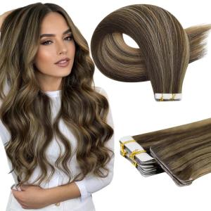imageFull Shine Ombre Injected Tape in Hair Extensions Human Hair Blonde and Brown Balayage Machine Remy Tape in Virgin Hair Extensions 22Inch Seamless Injection Tape in Human Hair Extensions 25Gram 10Pcs1 BM Injection Virgin