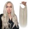 imageFull Shine 10 inch Wire Hair Extensions Real Human Hair White Blonde Secret Wire Hairpiece Human Hair Invisible Fish Wire Hairpiece with Transparent Headband 50g