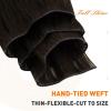 imageFull Shine Hand Tied Weft Hair Extensions for Fashion Women 18 inch and Tape in Hair Extensions Remy Human Hair Invisible Skin Weft Color 2 Dark Brown