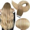 imageFull Shine Balayage Tape in Hair Extensions Human Hair Brown to Honey Blonde And Blonde Human Hair Tape in Extensions Straight Remy Ombre Extension Seamless PU Tapes Double Sided 18Inch 50G 20pcs