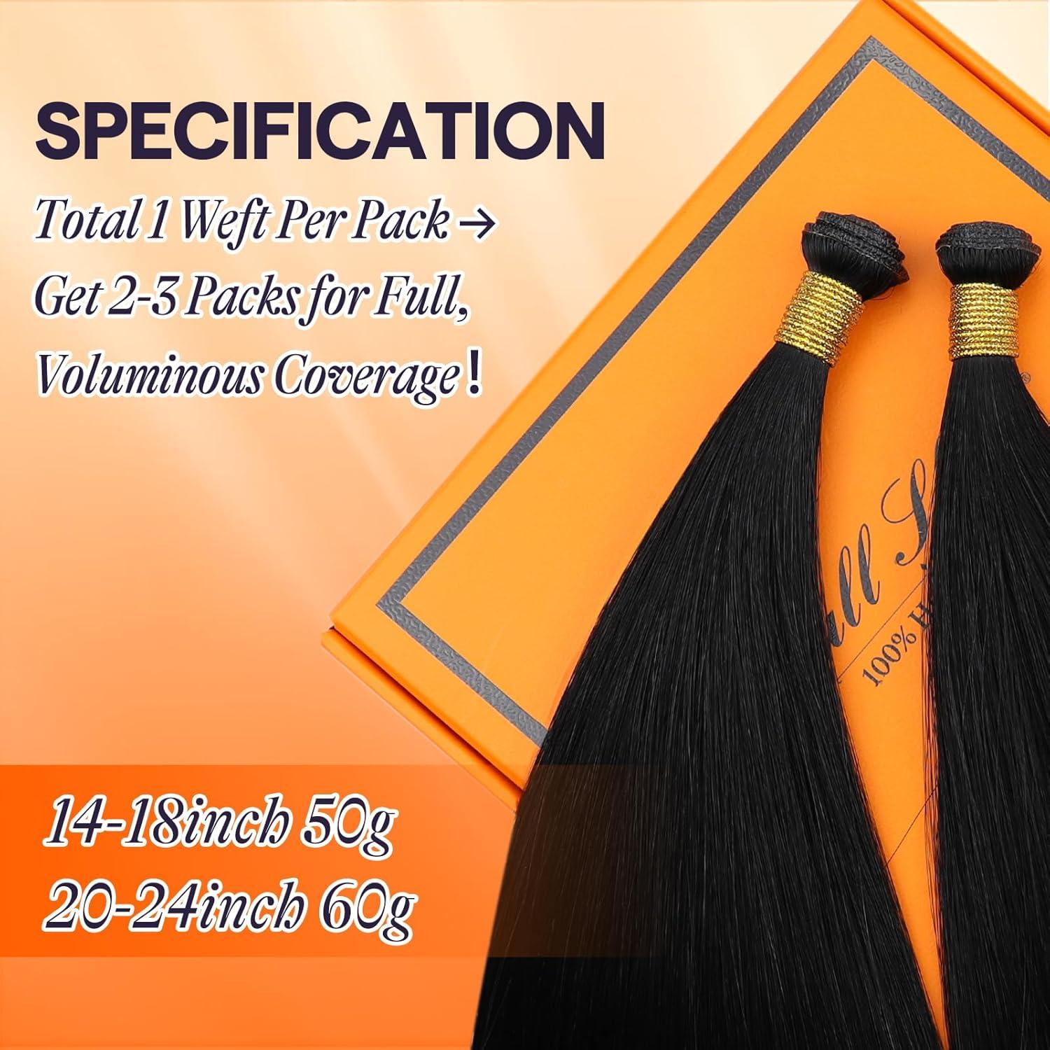 imageFull Shine Black Sew In Hand Tied Weft Hair Extensions Real Human Hair 60 Gram Genius Weft Extensions Remy Human Hair Sew In Silky Hair Extensions Jet Black 22 Inch