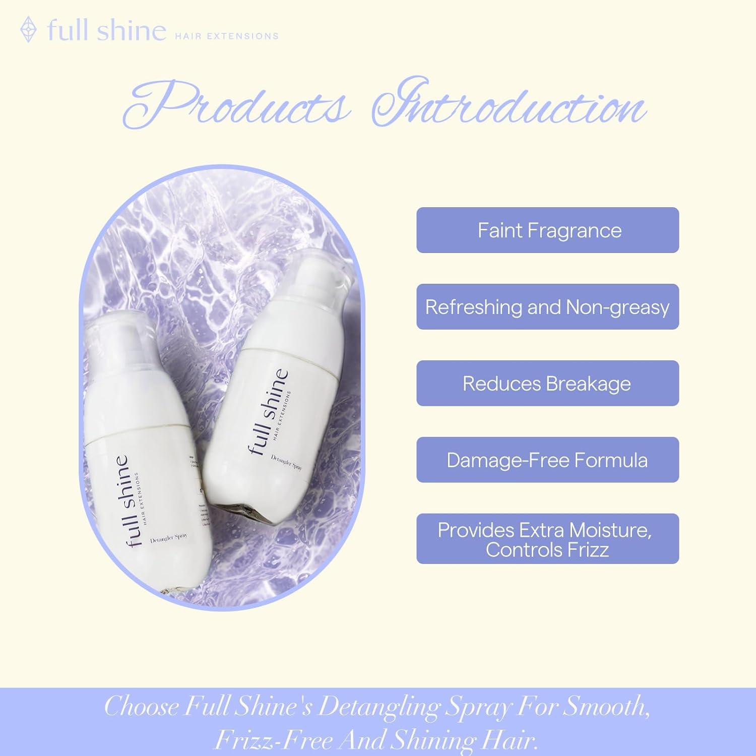 imageFull Shine Detangling Spray 169 Fl Oz Portable Hair Conditioner for All Hair Types Softens Hair for Easy Combing and Styling Ideal for Salon and Home Use