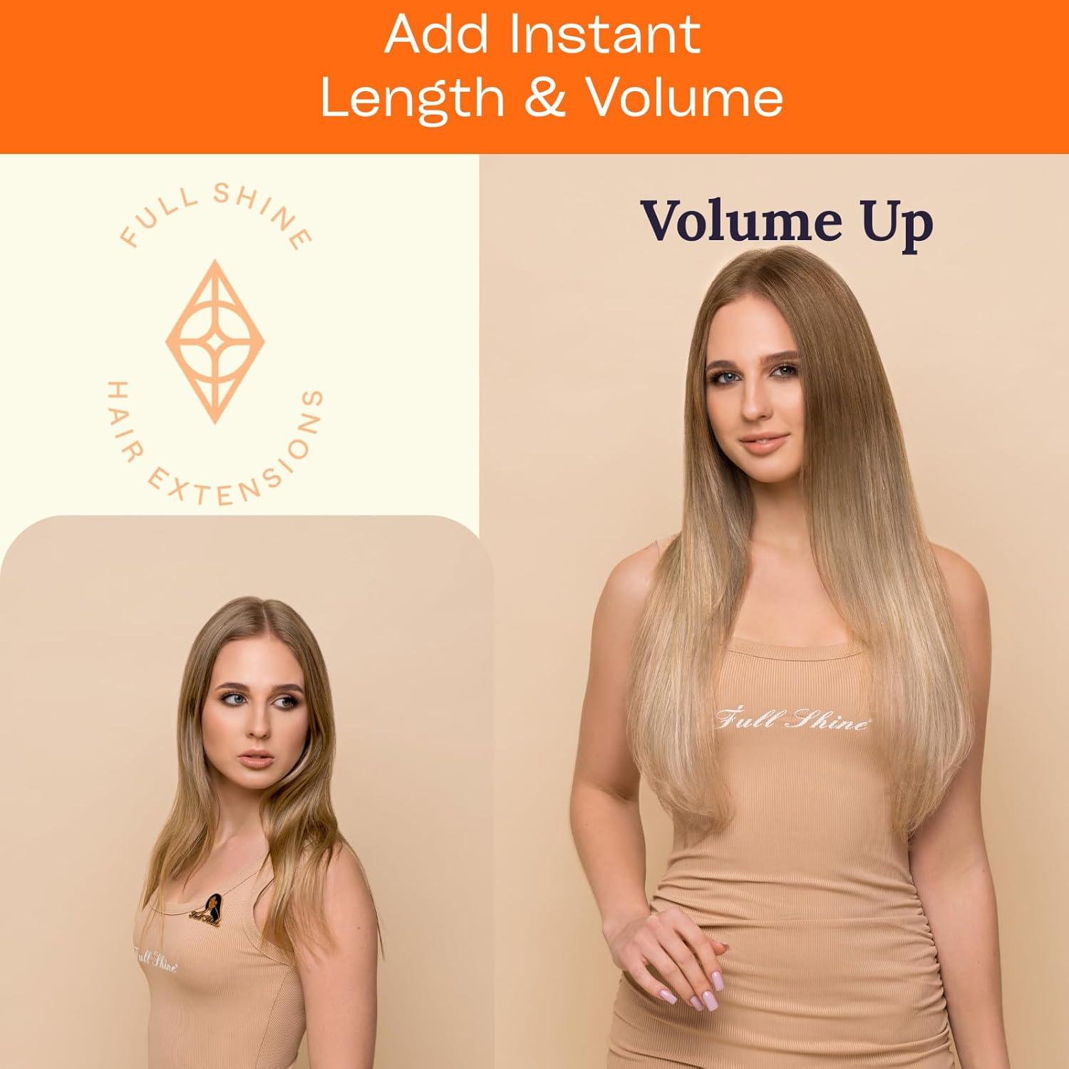 imageFull Shine Hand Tied Weft Hair Extensions Color Dark Brown Full Head Sew In Hair Extensions 22 Inch Seamless Weft Hair Extensions Human Hair Add Length 120 Grams