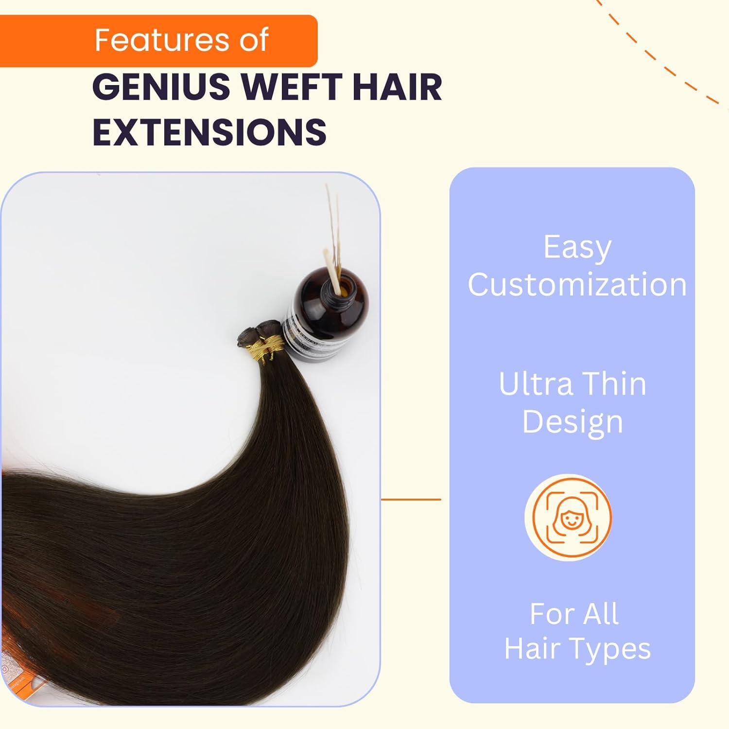 imageFull Shine Hand Tied Weft Hair Extensions Color Dark Brown Full Head Sew In Hair Extensions 22 Inch Seamless Weft Hair Extensions Human Hair Add Length 120 Grams