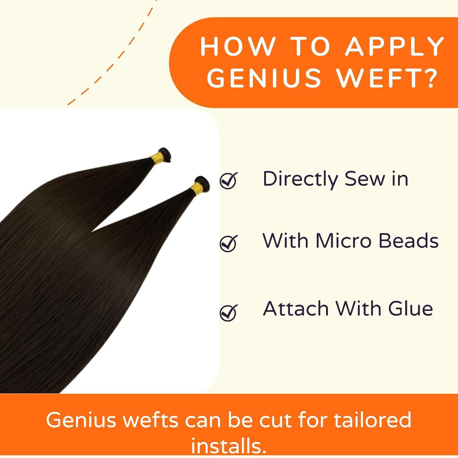 imageFull Shine Hand Tied Weft Hair Extensions Color Dark Brown Full Head Sew In Hair Extensions 22 Inch Seamless Weft Hair Extensions Human Hair Add Length 120 Grams