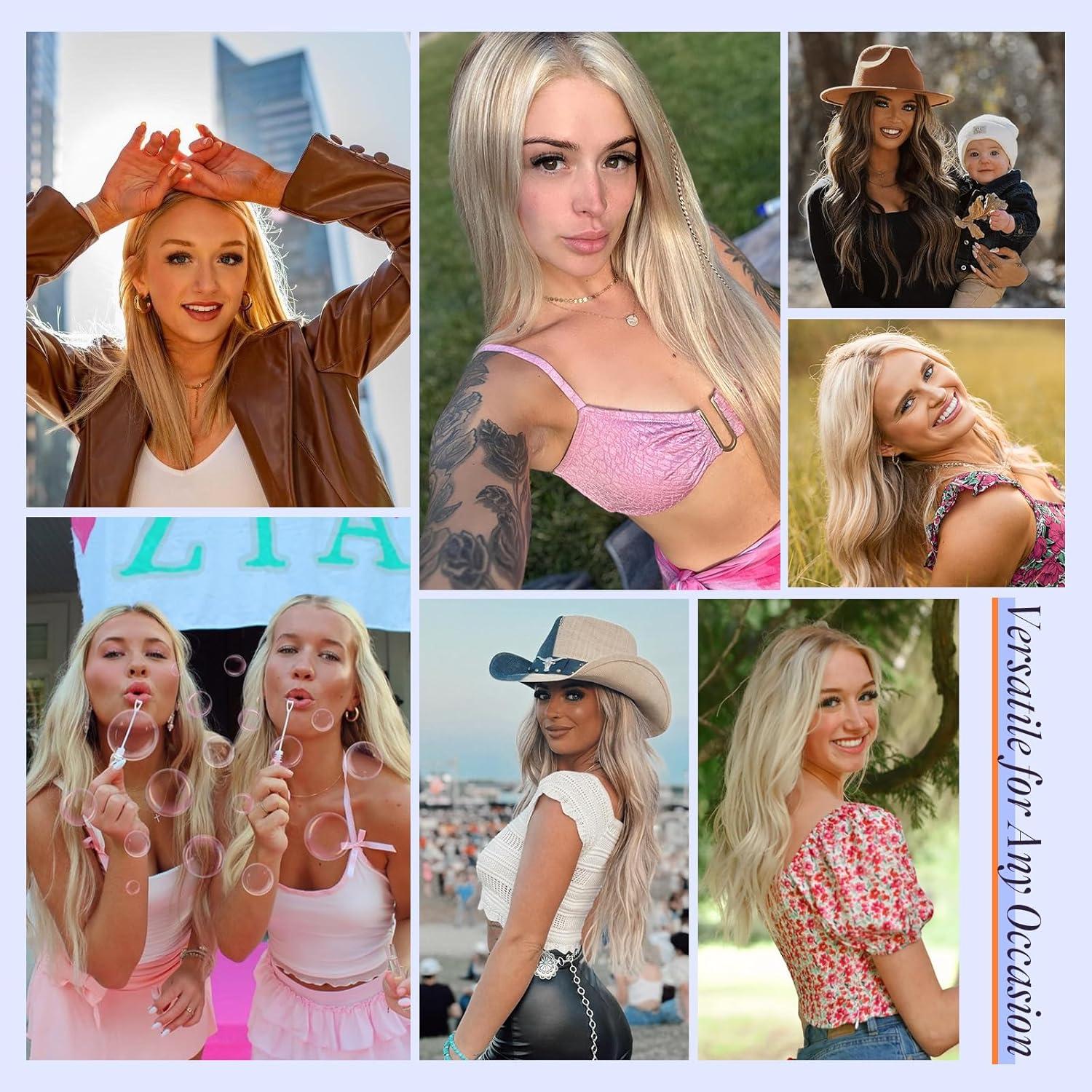 imageFull Shine Sew In Hair Extensions Real Human Hair 20 Inch Color 18P613 Ash Blonde Highlight Bleach Blonde Flat Weft Extensions Soft Remy Hair for Women 80 Grams