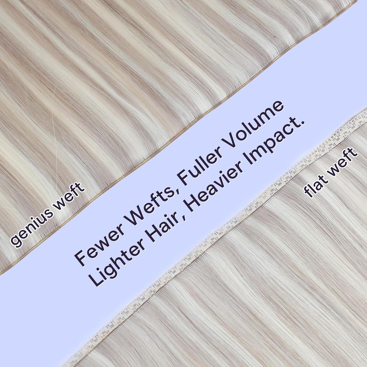 imageFull Shine Sew In Hair Extensions Real Human Hair Color Olive Brown To Ash Brown Highlight Medium Blonde Weft Hair Extensions Human Hair 20 Inch Straight Remy Hair 80 Grams