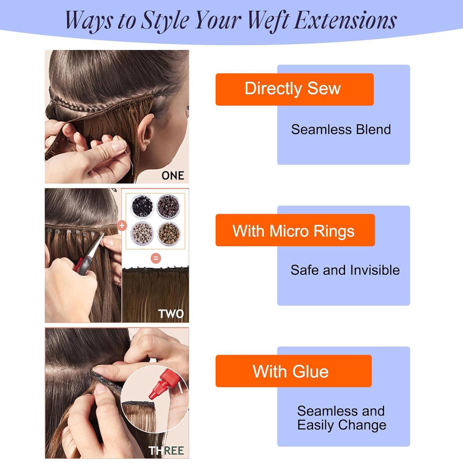 imageFull Shine Weft Extensions Real Remy Hair Sew In Weft Hair Extensions Copper 550 Invisible Soft Human Hair 20 Inch 105 Grams Long Straight Bundles Human Hair Auburn Red Hair for Party