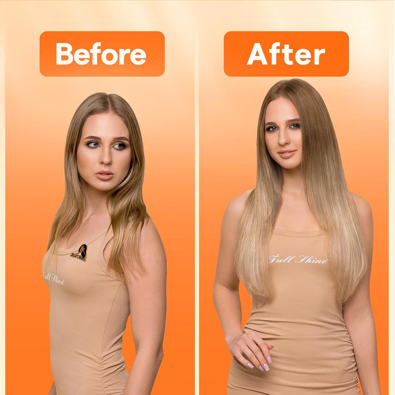 imageFull Shine Weft Hair Extensions Human Hair Sew In Hand Tied Weft Extensions Color Brown With Light Blonde Highlights Walnut Brown 3822 Straight Remy Hair 60G 22 Inch
