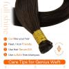 imageFull Shine Genius Weft Hair Extensions 22 Inch 80G Hand Tied Extensions For Women Color Dark Brown Weft Extensions For Thin Hair Sew In Hair Extensions Real Human Hair