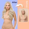 imageFull Shine Sew In Hair Extensions Real Human Hair Color 1000 Lightest Blonde Invisible Weft Hair Extensions Human Hair Soft Flat Track Weft Extensions 18 Inch 60 Grams