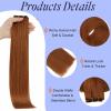 imageFull Shine Weft Extensions Real Remy Hair Sew In Weft Hair Extensions Copper 550 Invisible Soft Human Hair 20 Inch 105 Grams Long Straight Bundles Human Hair Auburn Red Hair for Party