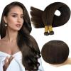 imageFull Shine Hand Tied Weft Hair Extensions Color Dark Brown Full Head Sew In Hair Extensions 22 Inch Seamless Weft Hair Extensions Human Hair Add Length 120 Grams