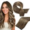 imageFull Shine Ombre Hair Extensions Real Human Hair Sew In Hand Tied Weft Hair Extensions Human Hair Medium Brown To Honey Blonde Mix Medium Brown Real Human Hair 60G 22 Inch