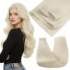 imageFull Shine Sew In Hair Extensions Real Human Hair Color 1000 Lightest Blonde Invisible Weft Hair Extensions Human Hair Soft Flat Track Weft Extensions 18 Inch 60 Grams