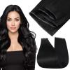 imageFull Shine Weft Hair Extensions Human Hair Color Jet Black Real Human Hair Extensions Sew In 22 Inch Seamless Track Hair Extensions for Thin Hair 80 Grams